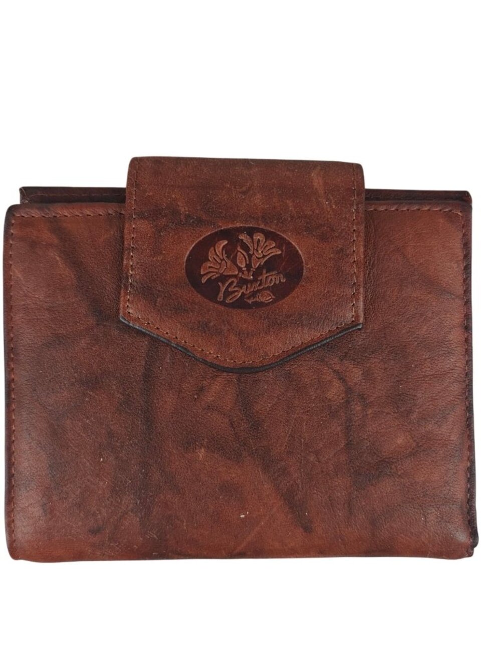 NEW Vintage Buxton Leather Trifold Wallet With Kiss-Lock Coin Purse Rich Brown
